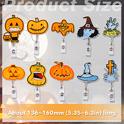 ハロウィーンのテーマ パンプキン/クロス/魔女のバッジ リール  ポリエステル & abs 樹脂格納式バッジ ホルダー  ミックスカラー  130~150mm  10スタイル  1個/スタイル  10個/セット&nbsp;AJEW-PH01532