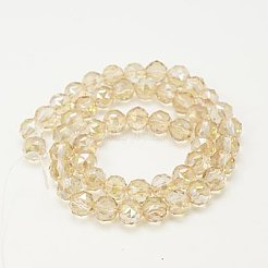 電気メッキガラスビーズセット  フル虹メッキ  多面カット  ラウンド  フローラルホワイト  8mm  穴：1mm&nbsp;EGLA-J015-8mm-10