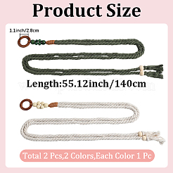 2Pcs 2 Colors Handmade Weaving Cotton Tie Knot Waist Chain Belts for Women Ladies Dress&nbsp;AJEW-CP0010-56A