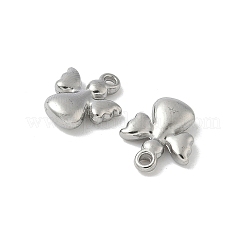 304ステンレススチールチャーム  天使のチャーム  変色防止  ステンレス鋼色  12.5x10x3.5mm  穴：1.2mm&nbsp;STAS-F320-05P
