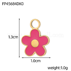304ステンレススチールエナメルペンダント  花のチャーム  イオンプレーティング（ip）  14KGP本金メッキ  13x10mm&nbsp;STAS-OY008-49G