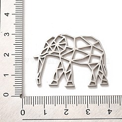 変色しない304ステンレススチール製フィリグリージョイナーリンク  レーザー切断  象  ステンレス鋼色  25x35.5x1.5mm&nbsp;STAS-B054-10P