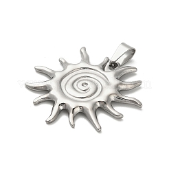 304ステンレスペンダント  太陽のチャーム  ステンレス鋼色  38x39.5x3mm  穴：9x4mm&nbsp;STAS-Q343-14P
