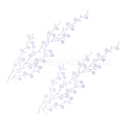 ポリエステル製花刺繍糸アイロン/縫い付けパッチ  布のアップリケ  ホワイト  470x170x1.5mm&nbsp;PATC-WH20017-19B