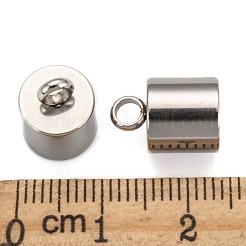 変色しにくい304ステンレススチールコードエンド  ステンレス鋼色  13x9mm  穴：3.5mm  8mm内径&nbsp;STAS-E020-8