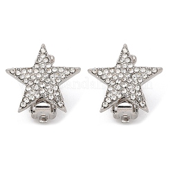 スター真鍮マイクロパヴェクリアキュービックジルコニアクリップオンイヤリング  プラチナ  18.5x18.5mm&nbsp;EJEW-U049-01P