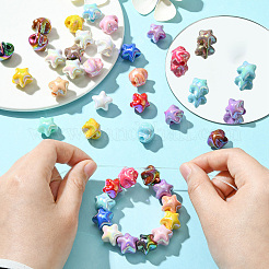 UVメッキプラスチックビーズ50個  虹色の星  ミックスカラー  16mm  穴：3.8mm&nbsp;SACR-CJ0001-69