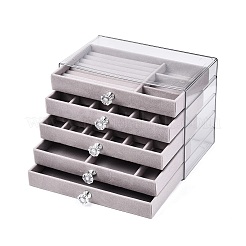 5段式ペット用プラスチック製ジュエリー収納引き出しボックス  長方形  ライトグレー  13.5x23.6x17.1cm&nbsp;CON-N016-01B