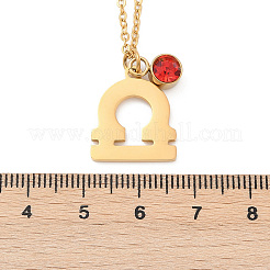 304 Stainless Steel Glass Drill Birth Stone Constellation Pendant Necklaces&nbsp;LS-STAS-D305-08G-G
