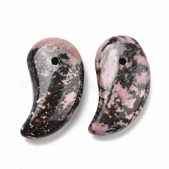 天然石ロードナイトペンダント  ムーン  35x20x9mm  穴：2mm&nbsp;G-C241-01B