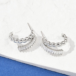 Twist Brass Micro Pave Cubic Zirconia Stud Earrings&nbsp;EJEW-M082-16P-02