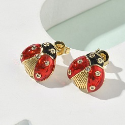 Brass Brass Micro Pave Cubic Zirconia Stud Earrings&nbsp;EJEW-F383-04G