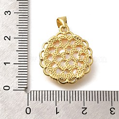 真鍮と天然貝の彫刻ペンダント  ラックめっき  フラットラウンド  ゴールドカラー  22x19.5x3.5mm  穴：3x4mm&nbsp;KK-Z091-06G-02