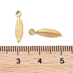304ステンレスペンダント  フェザーチャーム  ゴールドカラー  15.5x4x2mm  穴：1.6mm&nbsp;STAS-P364-18G