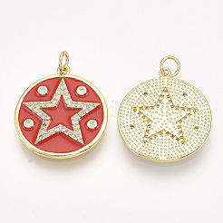 Brass Micro Pave Cubic Zirconia Pentacle Pendants&nbsp;ZIRC-S061-97