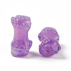 UVメッキレインボー虹色アクリルビーズ  竹の棒  ミディアム蘭  24.5x13x11.5mm  穴：3mm&nbsp;PACR-M003-06C