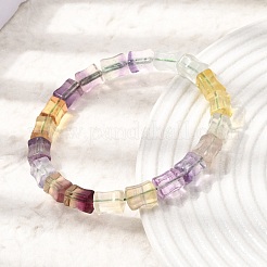 Natural Rainbow Fluorite Bamboo Stick Beaded Stretch Bracelets for Women&nbsp;GG-CBA3F02-03