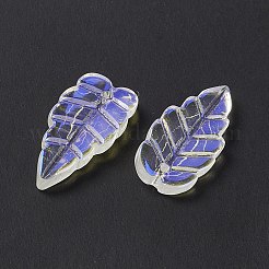 電気メッキガラスペンダント  ABカラー  葉のチャーム  透明  23x10x3mm  穴：1.2mm&nbsp;EGLA-H102-05A