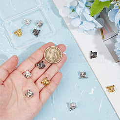 12色の合金製子犬ビーズ4個  ブルドッグヘッド  ミックスカラー  11x12.5x8mm  穴：2mm  3個/カラー&nbsp;FIND-OC0003-28