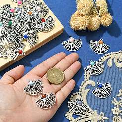 樹脂模造ターコイズペンダント 30 個  ファンチャーム  アンティークシルバーメッキ合金パーツ  ミックスカラー  25.5x29.5x4mm  穴：2mm&nbsp;RESI-CJ0003-68