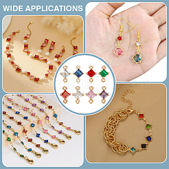 16Pcs 8 Colors Transparent Glass Links/Connectors&nbsp;GLAA-ME0001-12