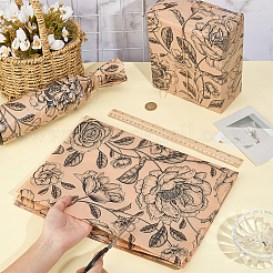 ギフト包装紙用ティッシュペーパー150枚  バラの花柄の長方形  桃パフ  502x351x0.1mm&nbsp;DIY-BC0017-45