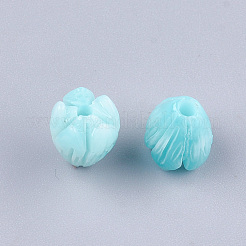 合成サンゴビーズ  染め  花芽  シアン  8.5x7mm  穴：1mm&nbsp;CORA-S026-20A-04
