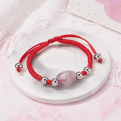 彼女のための天然アメジストバレルビーズコードブレスレット  レッド  内径：2-1/8~3-1/8インチ（5.3~8cm）&nbsp;BJEW-JB07045-02