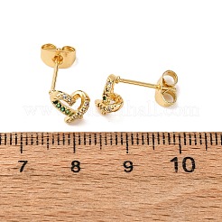 Brass Micro Pave Cubic Zirconia Heart Stud Earrings&nbsp;EJEW-K267-27G