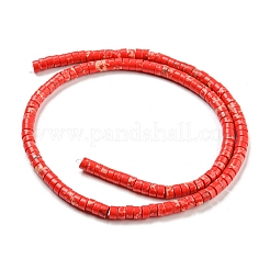 合成インペリアルジャスパー染めビーズ連売り  ディスク  ヒシビーズ  レッド  4~4.5x2~3mm  穴：0.7mm  約140~141個/連  14.88''~15.12