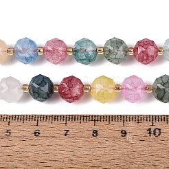 グラデーション効果のある染色された透明なクラックルガラスビーズの連売り  ラウンド  多面カット  ミックスカラー  10mm  穴：1.4~1.5mm  約34~36個/連  14.57~16.34インチ（37~41.5cm）&nbsp;GLAA-Q111-10MM-M