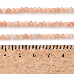 天然石サンストーンビーズ連売り  ラウンド  スムーズ  ライトサーモン  3mm  穴：0.7mm  約122個/連  15.16~15.28インチ（38.5~38.8cm）&nbsp;G-C284-C02-3mm-01