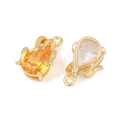 真鍮製ガラスチャーム  ティアドロップチャーム  多面カット  ミックスカラー  14x9x6mm  穴：1.4mm&nbsp;GL-CBABDD8-05G