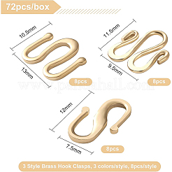 72Pcs 9 Style Brass S Hook Clasps&nbsp;KK-BC0002-29