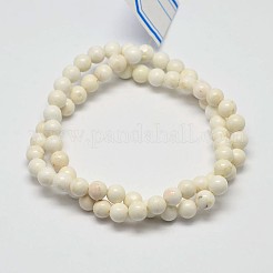 丸い天然マグネサイトビーズ連売り  乳白色  6mm  穴：1mm  約68個/連  15.7インチ&nbsp;G-M138-34