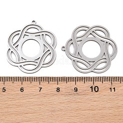 透かし細工の304ステンレススチール製ペンダント  レーザー切断  花のチャーム  プラチナ  32x25x1mm  穴：1.3mm&nbsp;SA-CBA404E-06P