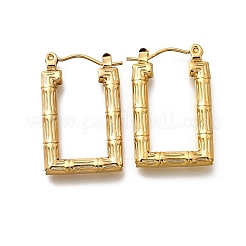 女性用304ステンレスフープピアス  イオンプレーティング（ip）  長方形  18KGP本金メッキ  26x17x3mm&nbsp;EJEW-L296-075G