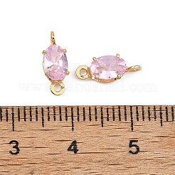 SHEGRACE Brass Pave Cubic Zirconia Oval Connector Charms&nbsp;XGRQ2O174-437B-G