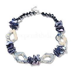 Summer Boho Glass & Dyed Natural Shell Nuggets Beaded Necklaces&nbsp;NJEW-H047-08