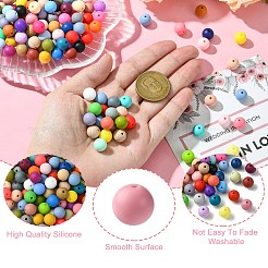 食品グレードの環境に優しい丸型シリコンビーズ200個。  ラウンド  ミックスカラー  9mm  穴：1.4mm&nbsp;SIL-CJ0001-90