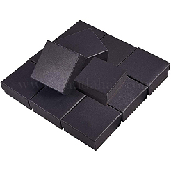 クラフト紙のボール紙ジュエリーボックス  リング/イヤリングボックス  正方形  ブラック  8.5x8.5x3.5cm&nbsp;CBOX-BC0001-17