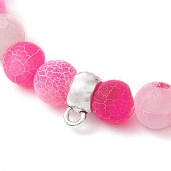 女性用天然風化瑪瑙ビーズストレッチブレスレット  フクシア  内径：2-1/8インチ（5.3cm）&nbsp;BJEW-JB11412-01