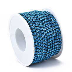 電気泳動鉄ラインストーンストラスチェーン  ラインストーンカップチェーン  スプールで  カプリブルー  ss12  3~3.2mm  約10ヤード/ロール&nbsp;CHC-Q009-SS12-B20