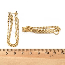 304ステンレススチール製クリアキュービックジルコニアタッセルスタッドピアス  18KGP本金メッキ  正方形  51x7mm&nbsp;EJEW-Z094-01B-G