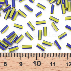 不透明な色ツートンシードガラスラッパビーズ  丸い穴  ラウンドラッパ  ブルー  4.5~7.5x2.5mm  穴：0.8~1mm  約450g /ポンド&nbsp;SEED-T006-02B-03