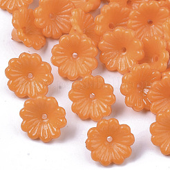 プラスチックビーズキャップのように不透明  5花びら  花  オレンジ  13x7.5mm  穴：1.2mm  約1800個/500g&nbsp;MACR-T039-019D