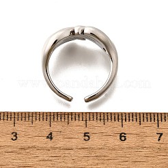 女性用真鍮カフリング  カドミウムフリー＆鉛フリー  手  プラチナ  11.5mm  内径: 調節可能&nbsp;RJEW-G347-07P