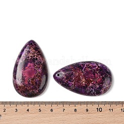 ナチュラルインペリアルジャスパーペンダント  染め  ティアドロップチャーム  パープル  50.5x30.5x7.5~8mm  穴：1.5mm&nbsp;G-Q171-01A-02