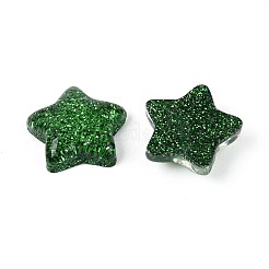 樹脂カボション  グリッターパウダー付き  スター  グリーン  16x16.5~17x5~6mm&nbsp;LS-CRES-Q196-27C