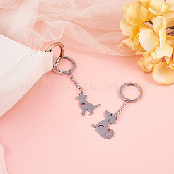 2Pcs 2 Styles 201 Stainless Steel Keychains&nbsp;KEYC-TAD0001-15A